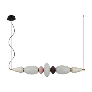 JS-GL-8853-7B - Antique Brass Metal & Ceramic Modern Hanging Light