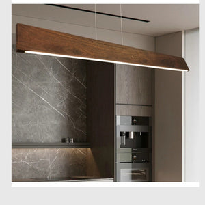 JS-GL-9002 - WALNUT BROWN WOOD & ACRYLIC & METAL Office Hanging Light