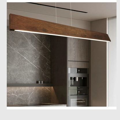JS-GL-9002 - WALNUT BROWN WOOD & ACRYLIC & METAL Office Hanging Light