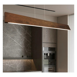 JS-GL-9002 - WALNUT BROWN WOOD & ACRYLIC & METAL Office Hanging Light