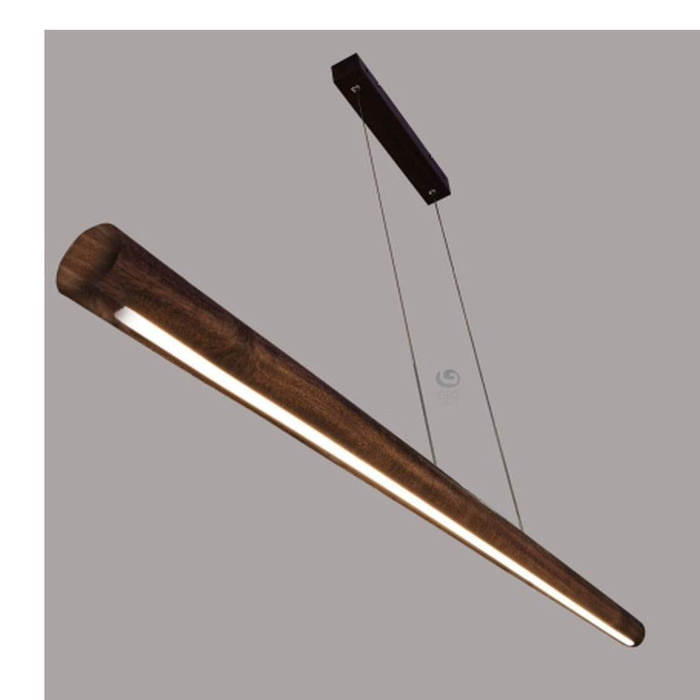 JS-GL-9004 - WALNUT BROWN WOOD & ACRYLIC & METAL Office Hanging Light