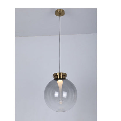 JS-GL-9009-SM - Antique Brass Metal Glass Hanging Light