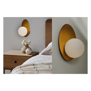 JS-GL-9016 - Antique Brass Metal & Glass Modern Wall Light