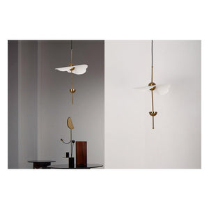 JS-GL-9023-1 - Antique Brass & White Metal & Acrylic Led Hanging Light