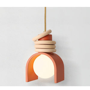JS-GL-9026-H - Orange & Light Grey Metal & Resin Artistic Hanging Light