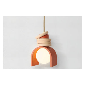 JS-GL-9026-H - Orange & Light Grey Metal & Resin Artistic Hanging Light