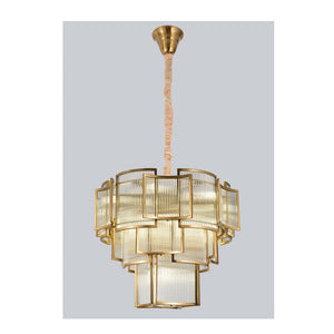 JS-GL-9038 - Antique Brass Metal Glass Hanging Light
