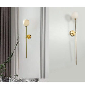 JS-GL-9096-W - Antique Brass Metal & Glass Modern Wall Light