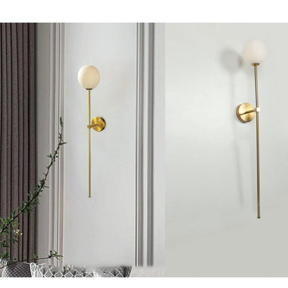 JS-GL-9096-W - Antique Brass Metal & Glass Modern Wall Light