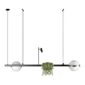 JS-GL-910-3 - Black Metal & Acrylic (With Planter) Modern Hanging Light