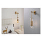 JS-GL-9102-1W - Antique Brass Metal & Amber Glass Modern Wall Light