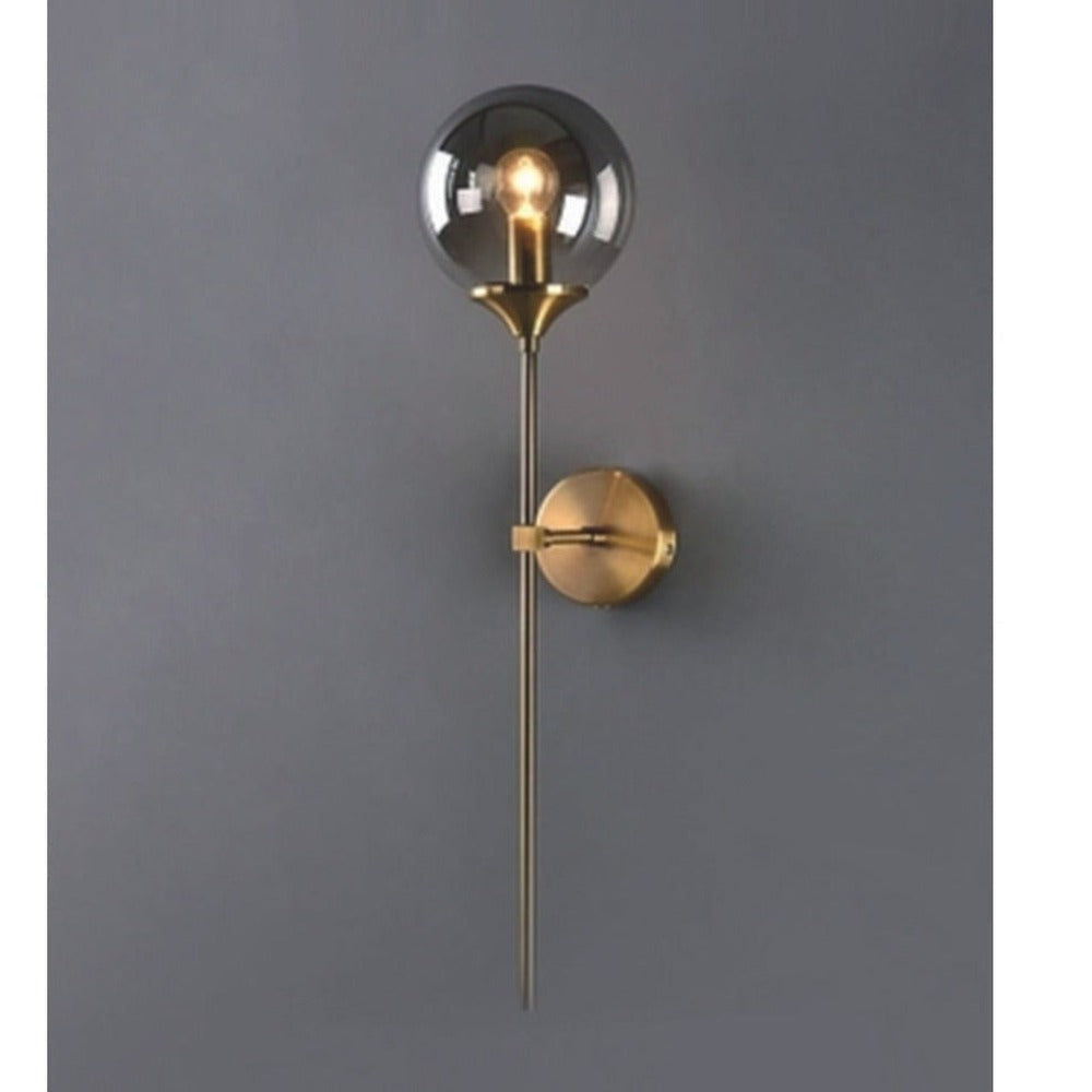 JS-GL-9258-1 - ANTIQUE BRASS METAL Glass Ball Wall Light