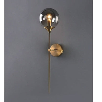 JS-GL-9258-1 - ANTIQUE BRASS METAL Glass Ball Wall Light