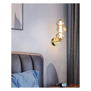 JS-GL-9401-1AW - Antique Brass Metal & Glass Modern Wall Light