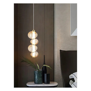 JS-GL-9401-1B - Antique Brass Metal Glass Hanging Light