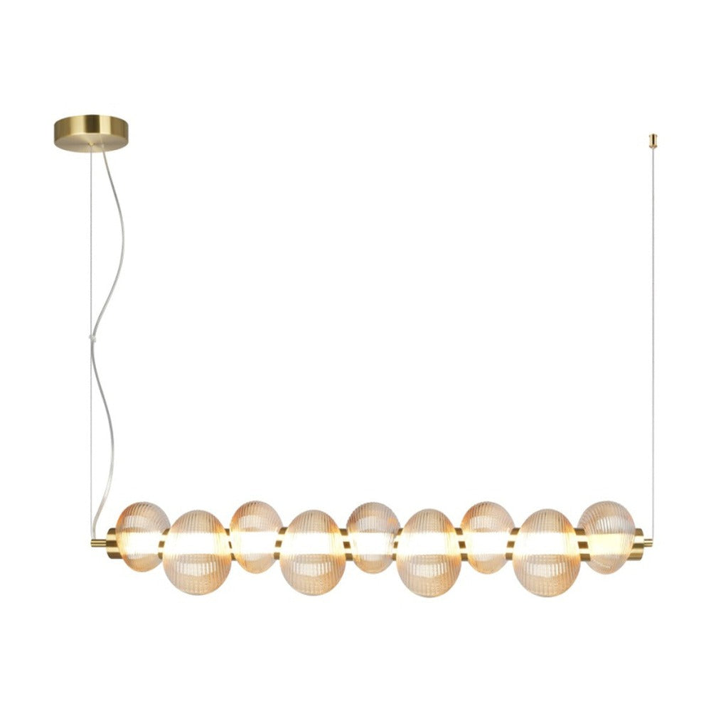 JS-GL-9401-9A - Antique Brass Metal & Glass Led Chandelier