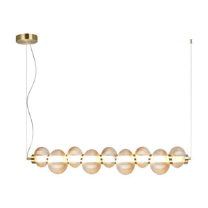 JS-GL-9401-9A - Antique Brass Metal & Glass Led Chandelier