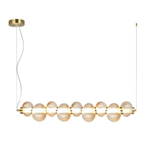 JS-GL-9401-9A - Antique Brass Metal & Glass Led Chandelier
