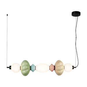 JS-GL-9472-3B - Black Metal & Ceramic Glass Hanging Light