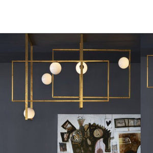 JS-GL-9508-5C - Antique Brass Metal & Glass Brass ceiling light