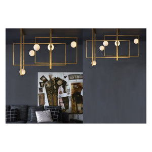 JS-GL-9508-5C - Antique Brass Metal & Glass Brass ceiling light