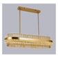 JS-GL-9527 - Antique Brass Metal & Glass Rectangular Chandelier