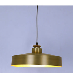 JS-GL-9717-L - Matt Brushed Brass & Gold Metal & Wood Modern Hanging Light