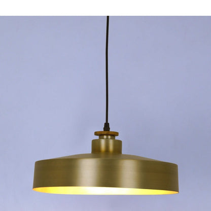 JS-GL-9717-L - Matt Brushed Brass & Gold Metal & Wood Modern Hanging Light