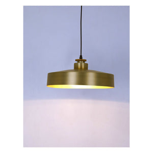 JS-GL-9717-L - Matt Brushed Brass & Gold Metal & Wood Modern Hanging Light