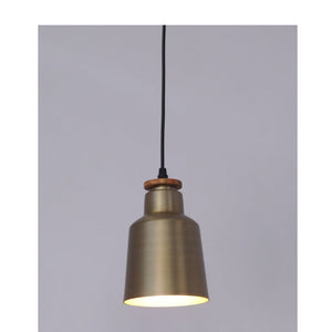 JS-GL-9717-S - Matt Brushed Brass & Gold Metal & Wood Modern Hanging Light