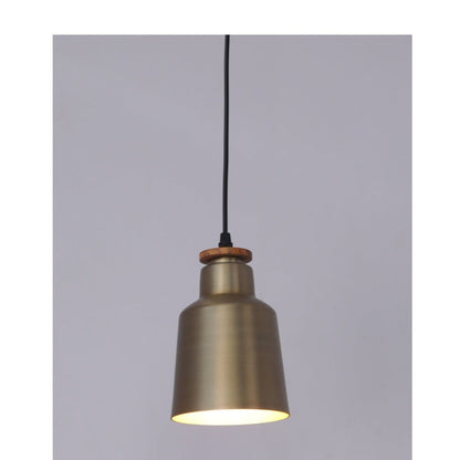 JS-GL-9717-S - Matt Brushed Brass & Gold Metal & Wood Modern Hanging Light