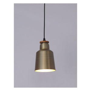 JS-GL-9717-S - Matt Brushed Brass & Gold Metal & Wood Modern Hanging Light