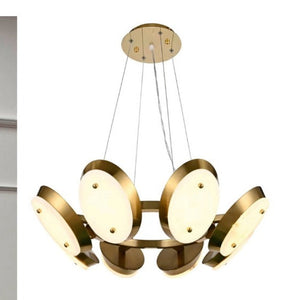 JS-GL-9790-600 - Antique Brass Metal & Onyx Marble Led Chandelier