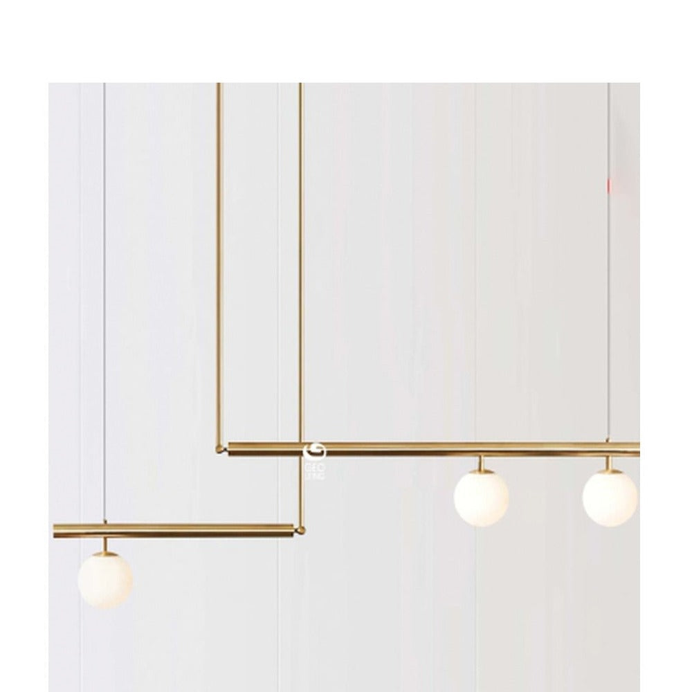 JS-GL-9817-3 - ANTIQUE BRASS METAL Glass Hanging Light