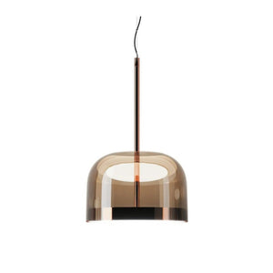 JS-GL-9869-COP - COPPER & AMBER GLASS METAL Glass Hanging Light