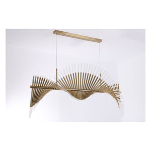JS-GL-9901-H - Antique Brass Metal & Acrylic Rectangular Chandelier