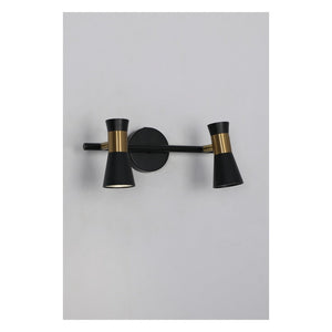 JS-GL-9977-2AB - Antique Brass & Black Metal Modern Wall Light