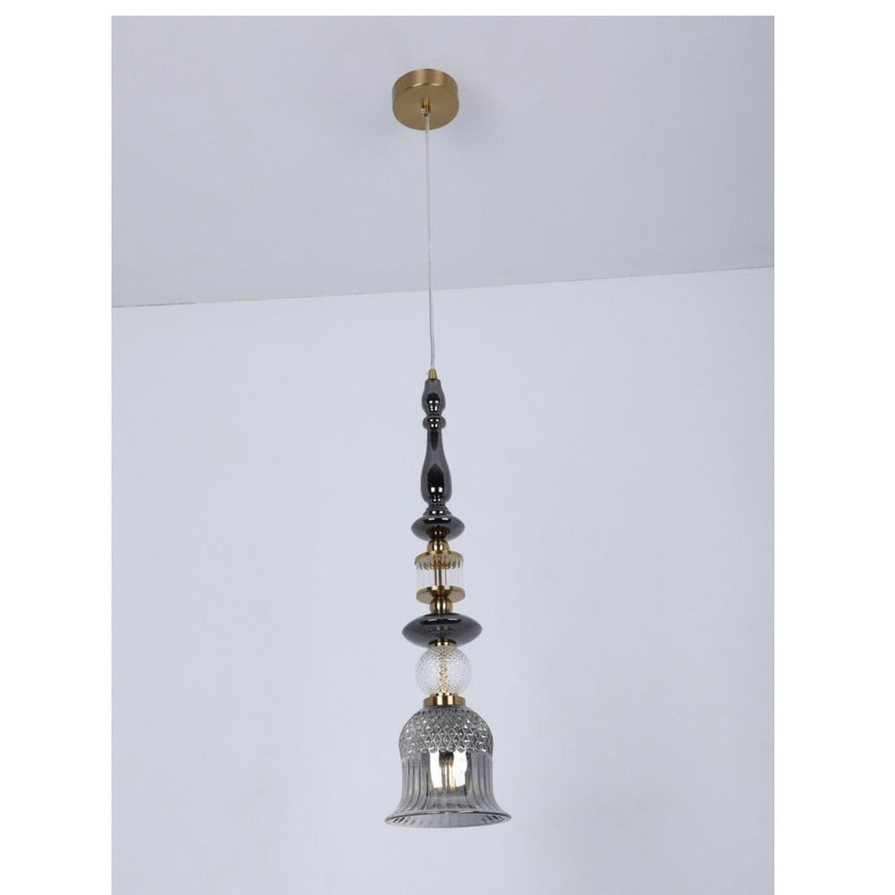 JS-GL-A1999-A3 - Antique Brass & Gunblack Metal Glass Hanging Light