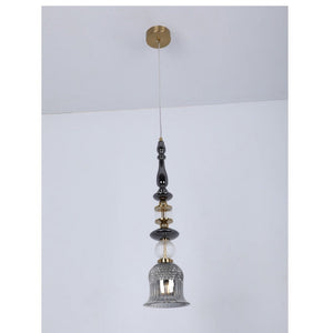 JS-GL-A1999-A3 - Antique Brass & Gunblack Metal Glass Hanging Light