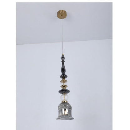 JS-GL-A1999-A3 - Antique Brass & Gunblack Metal Glass Hanging Light