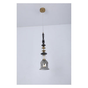 JS-GL-A1999-A3 - Antique Brass & Gunblack Metal Glass Hanging Light