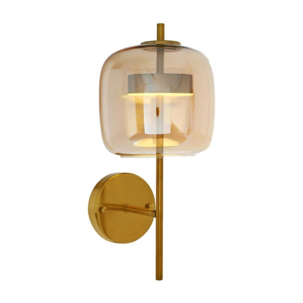 JS-GL-AW-AM - ANTIQUE BRASS METAL & GLASS Modern Wall Light
