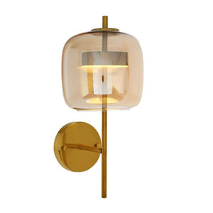 JS-GL-AW-AM - ANTIQUE BRASS METAL & GLASS Modern Wall Light