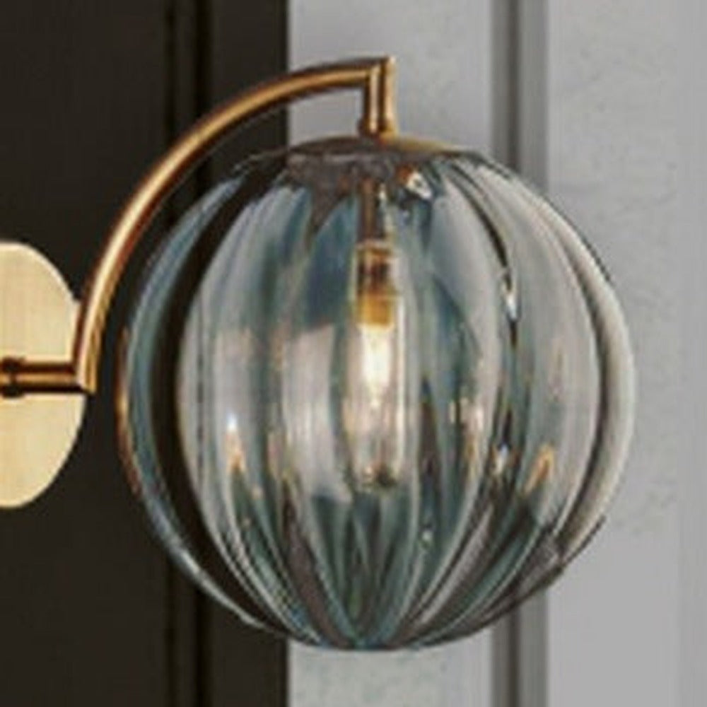 JS-GL-AW-SM - ANTIQUE BRASS METAL & GLASS Modern Wall Light