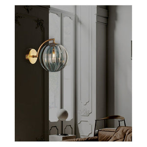 JS-GL-AW-SM - ANTIQUE BRASS METAL & GLASS Modern Wall Light