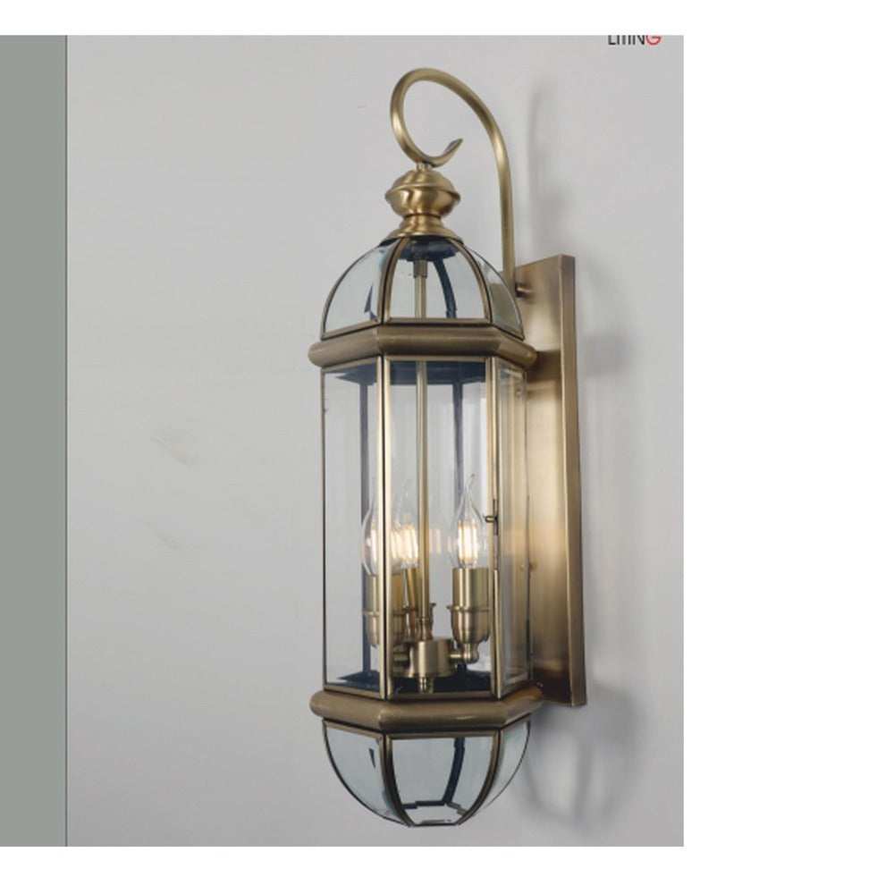 JS-GL-B6007-3 - ANTIQUE BRASS METAL BRASS & GLASS Brass Wall Light