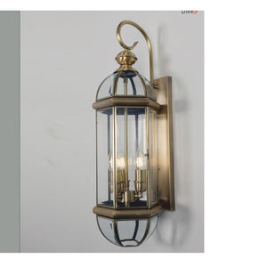 JS-GL-B6007-3 - ANTIQUE BRASS METAL BRASS & GLASS Brass Wall Light