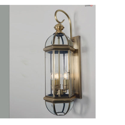 JS-GL-B6007-3 - ANTIQUE BRASS METAL BRASS & GLASS Brass Wall Light