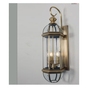JS-GL-B6007-3 - ANTIQUE BRASS METAL BRASS & GLASS Brass Wall Light