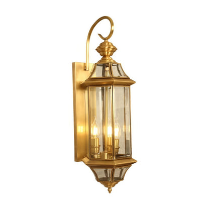 JS-GL-B6008-3 - ANTIQUE BRASS METAL BRASS & GLASS Brass Wall Light